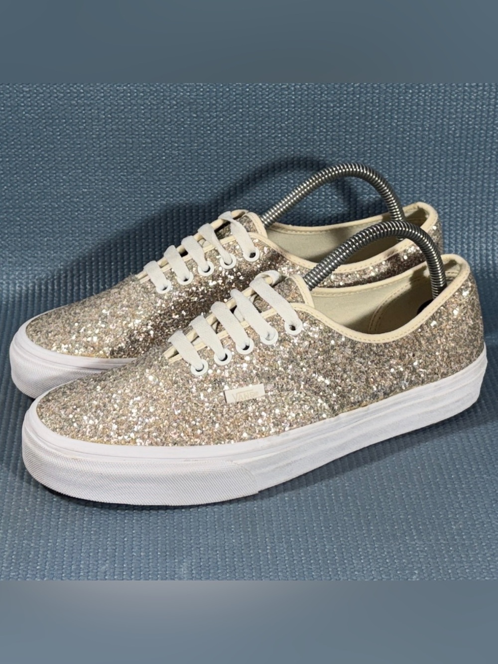Vans Off The Wall Silver Glitter Sparkle Authentic Sneakers Women’s Size 9.5
